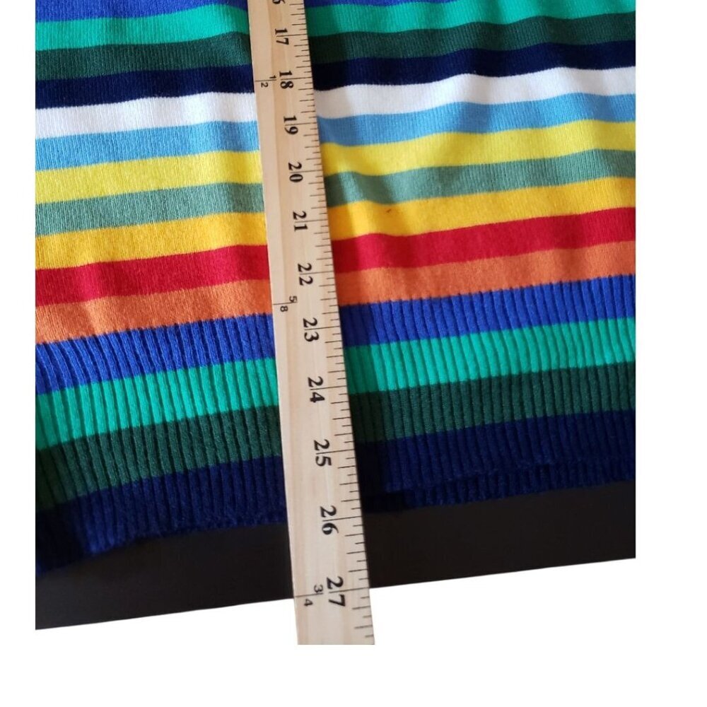 Hot Dog Dionysian Vtg  70's Rainbow Striped Mock neck Sweater Xlarge - Picture 14 of 16